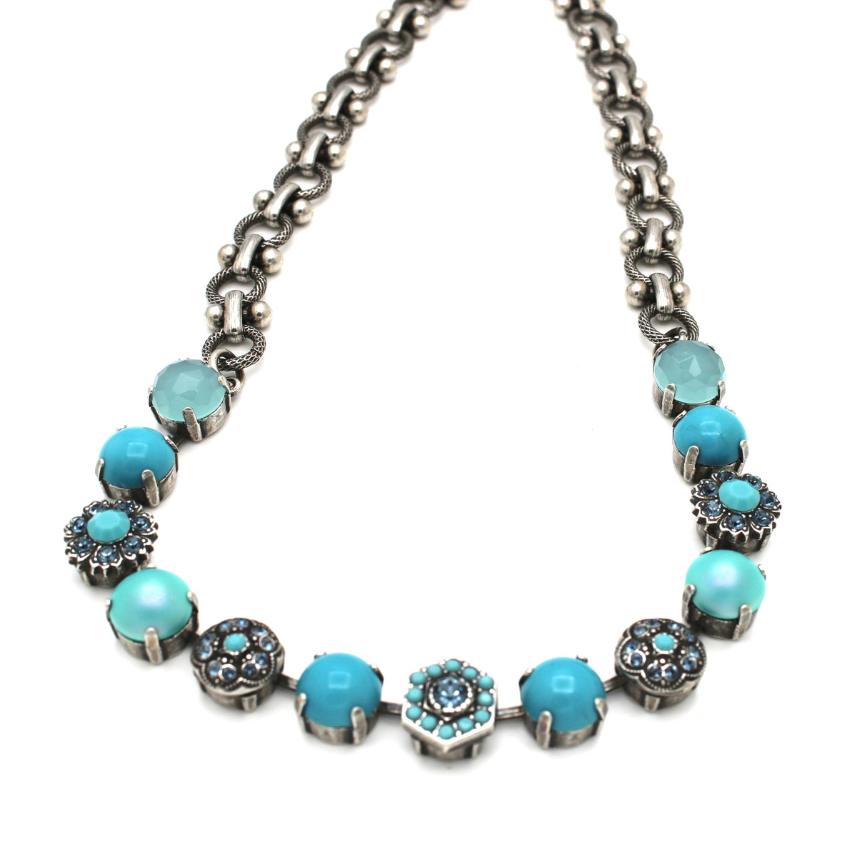 Crystal Blue Large Cluster Necklace