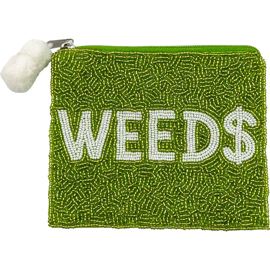 WEED$ BEADED COIN POUCH