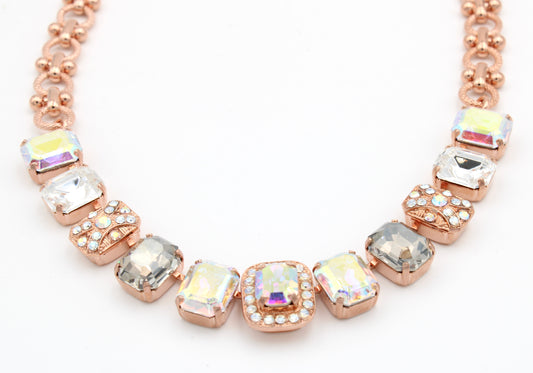 Winds of Change Large Chain Link Emerald Cut Necklace in Rose Gold - MaryTyke's