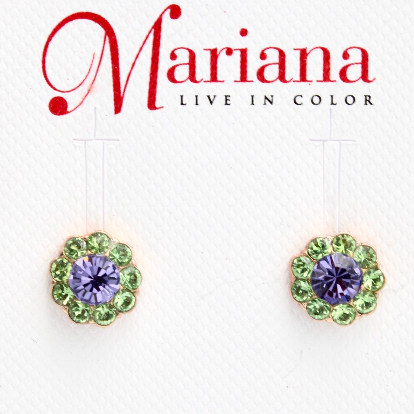 Tanzanite and Peridot Post Flower Earrings in Rose Gold - MaryTyke's