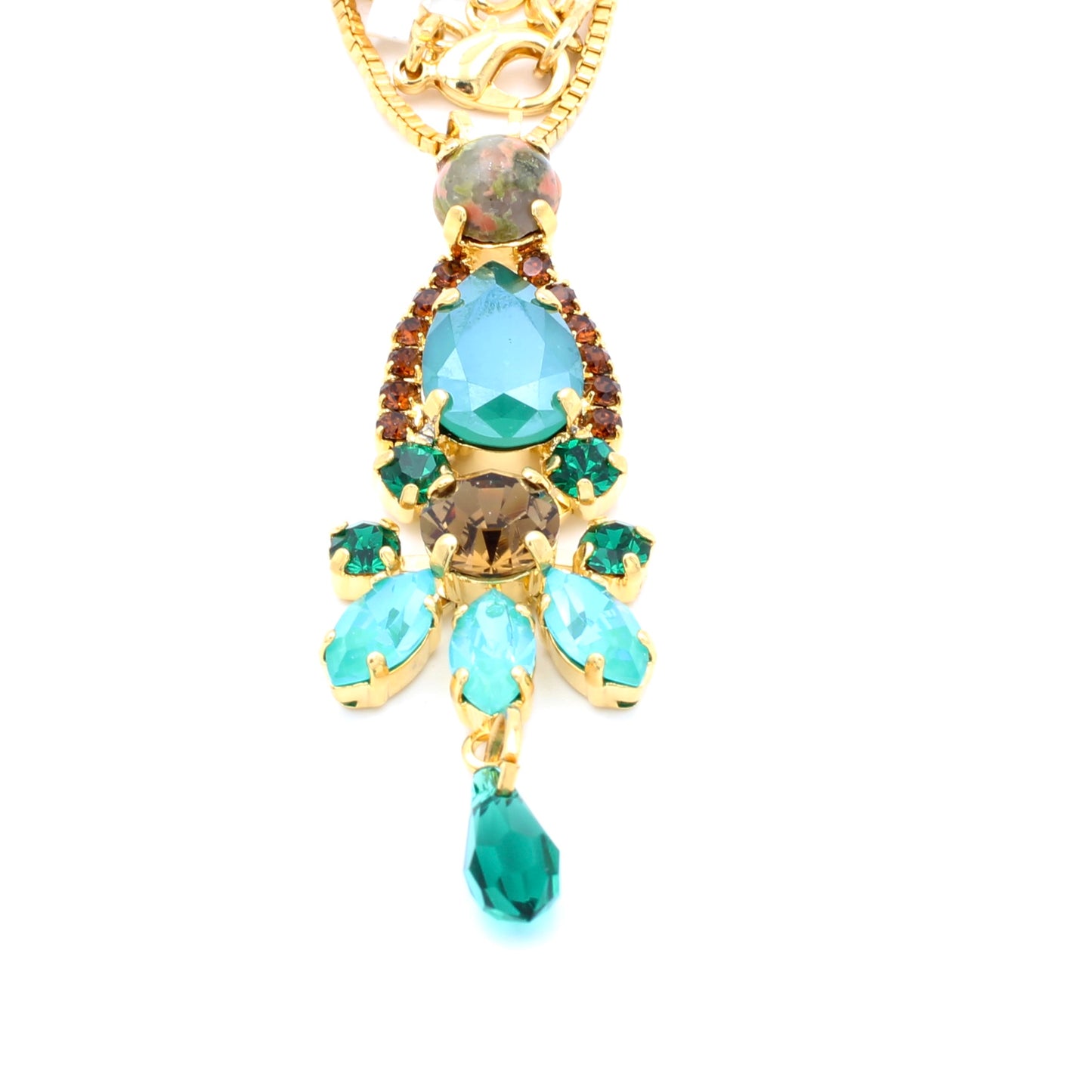 Deep Forest Collection Pear and Marquise Pendant in Gold