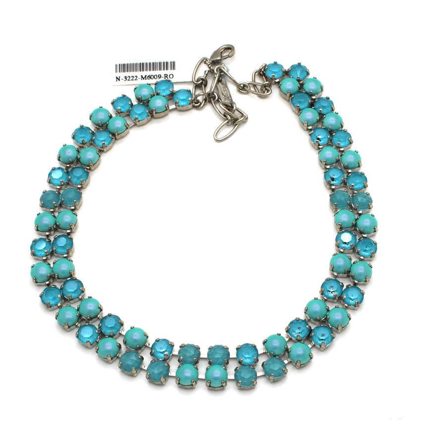 Crystal Blue Double Strand Medium Everyday Necklace