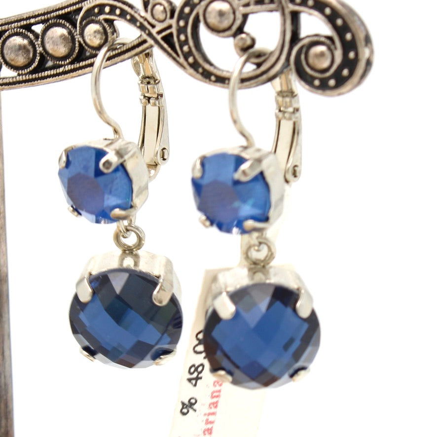 Cobalt Double Crystal Dangle Earrings