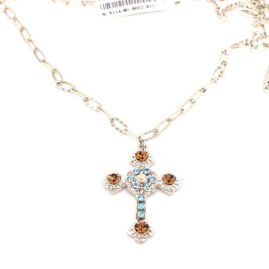 First Toast Flat Cross Pendant With Paperclip Chain