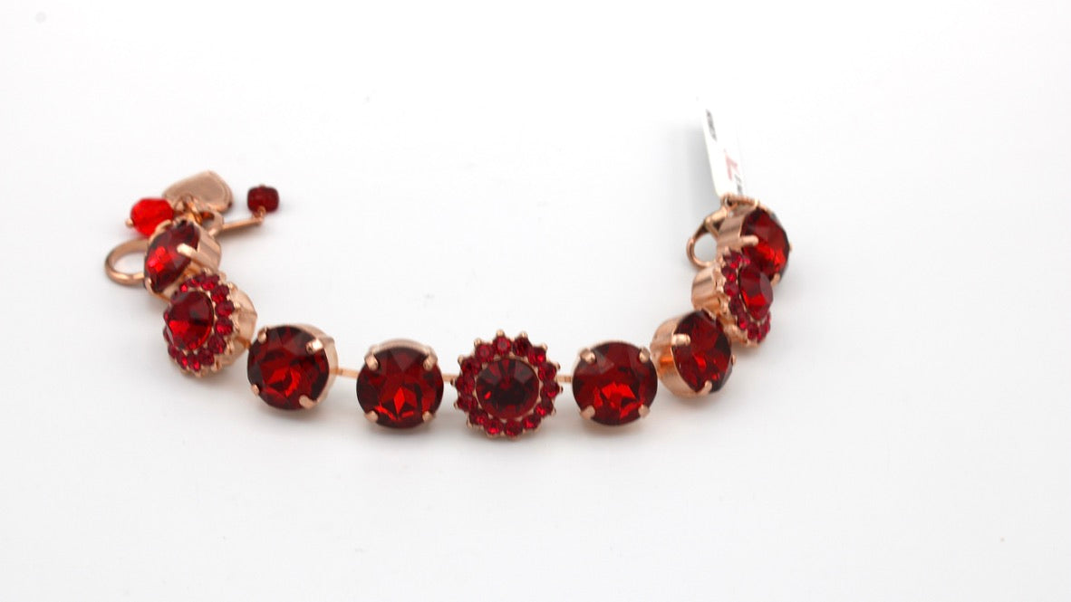 Ruby and Siam Red Extra Luxurious Bracelet in Rose Gold