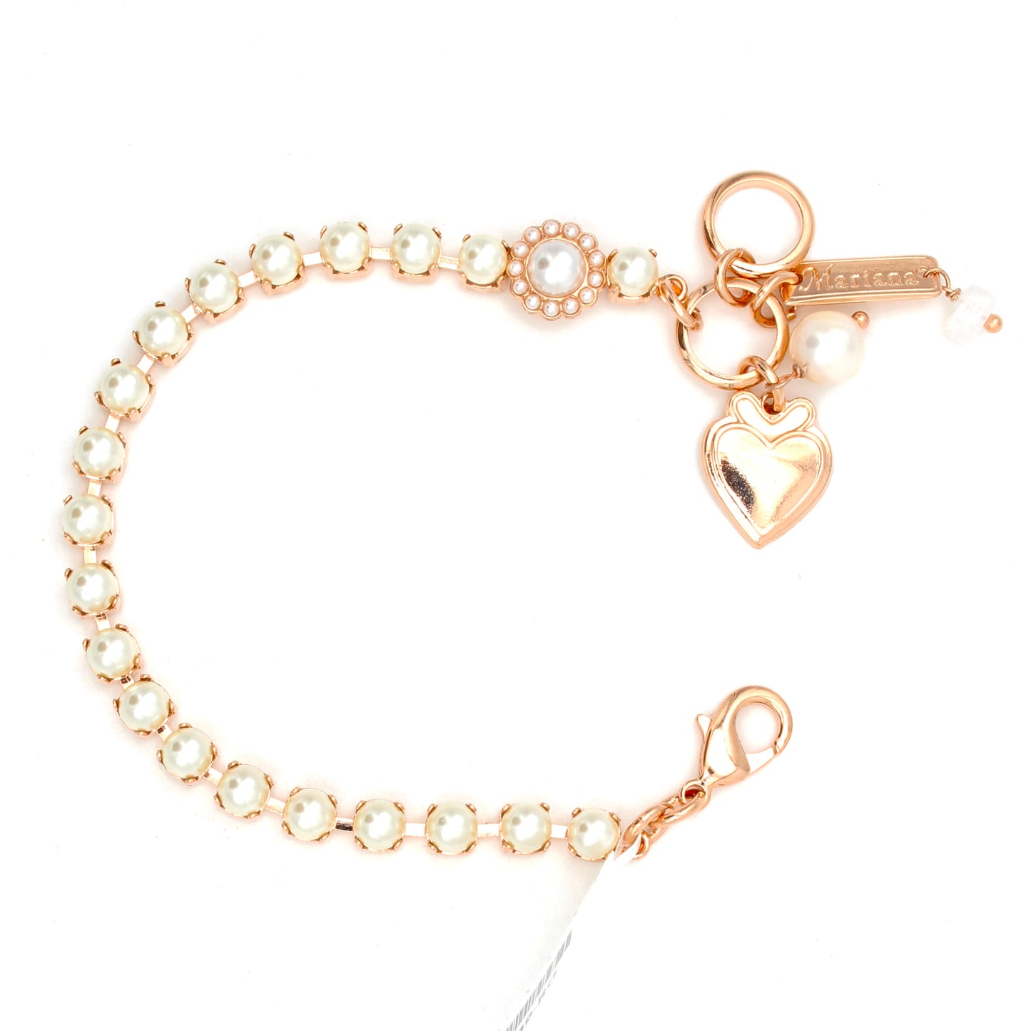 Cream Pearl Petite Single Flower Bracelet in Rose Gold