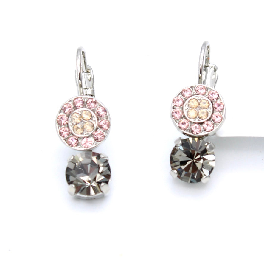 Champagne Kisses Pave and Round Earrings in Rhodium