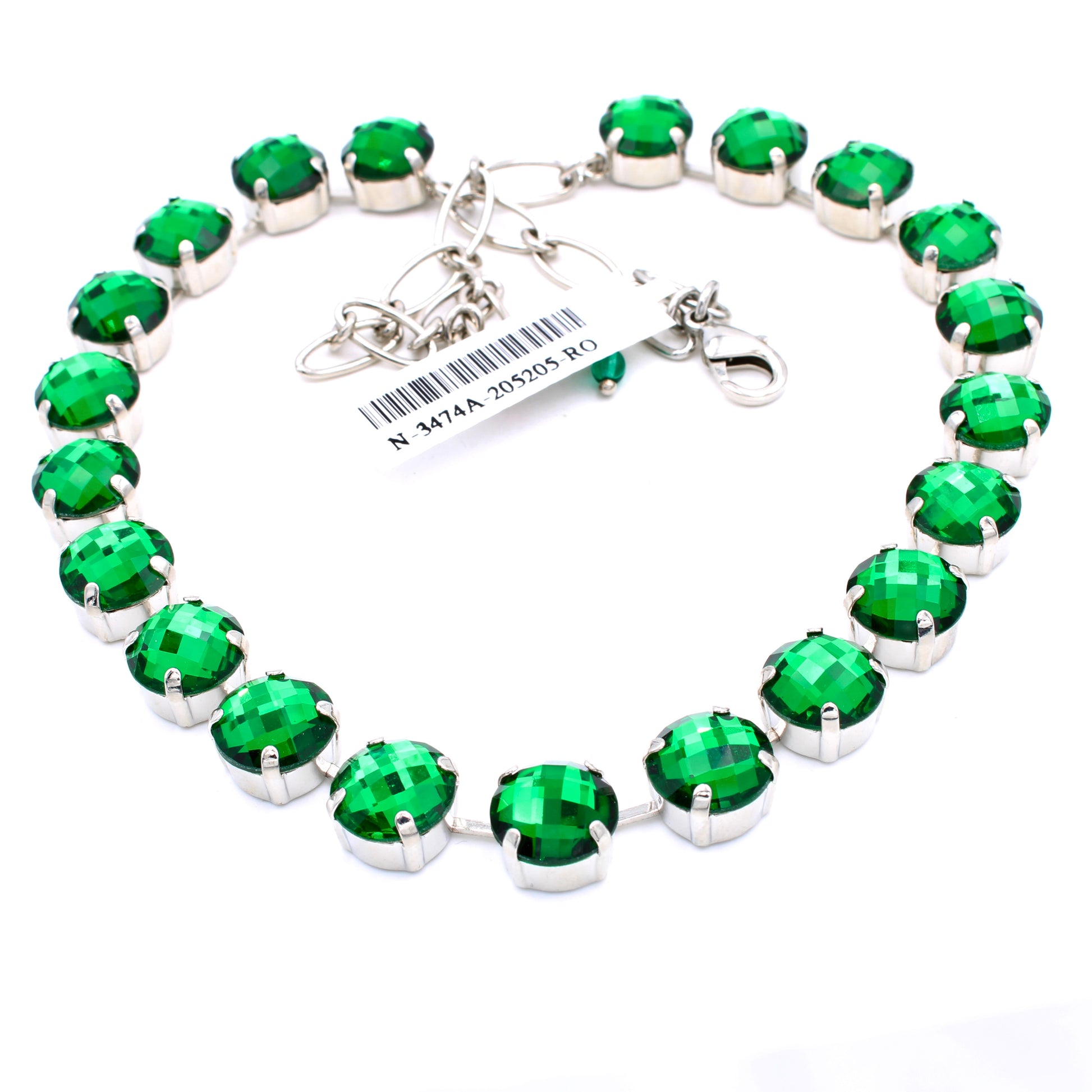 Emerald Green Large Round Faceted Necklace - MaryTyke's