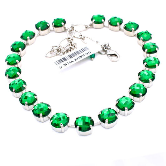 Emerald Green Large Round Faceted Necklace