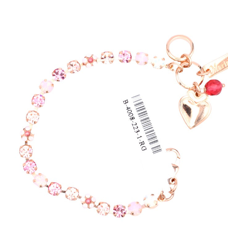 Rosewater Opal and Light Rose Petite Flower Bracelet in Rose Gold