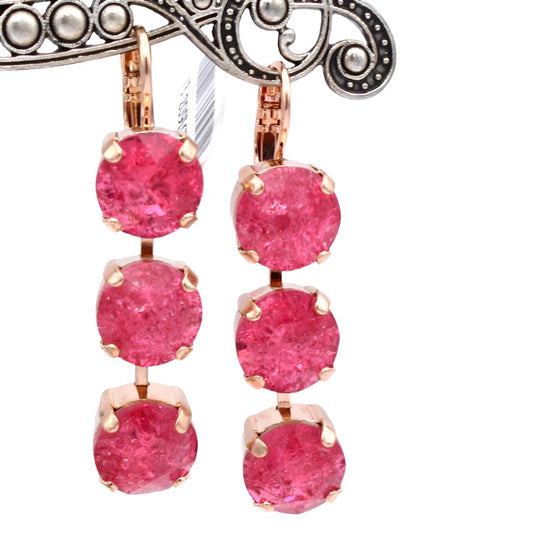 Rose Ice Large Round Triple Stone Earrings In Rose Gold