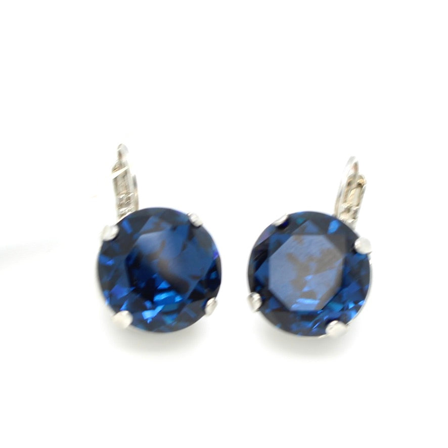 Sapphire Single Stone 15MM Crystal Earrings