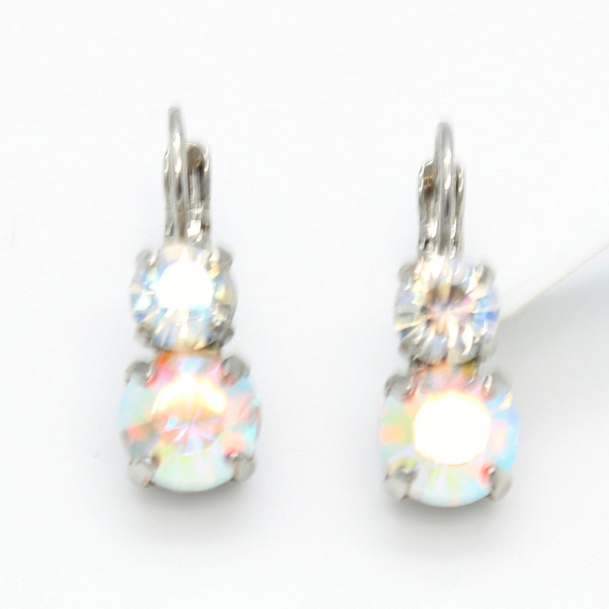Crystal AB and Clear Medium Double Stone Earrings by Mariana
