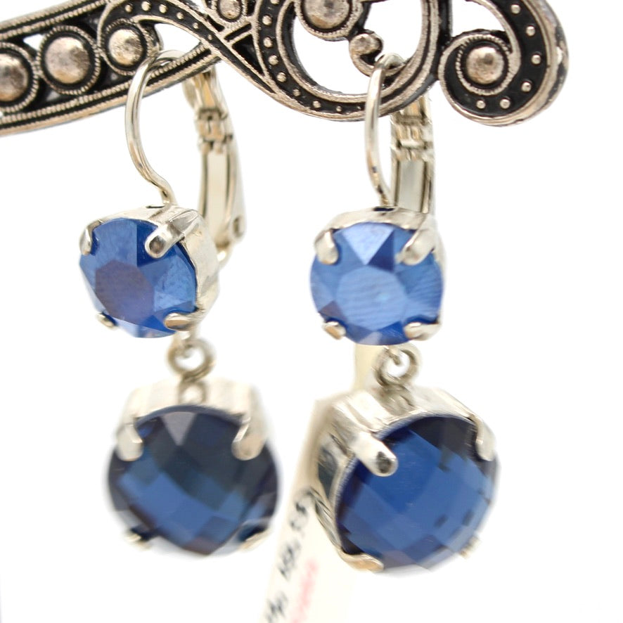 Cobalt Double Crystal Dangle Earrings