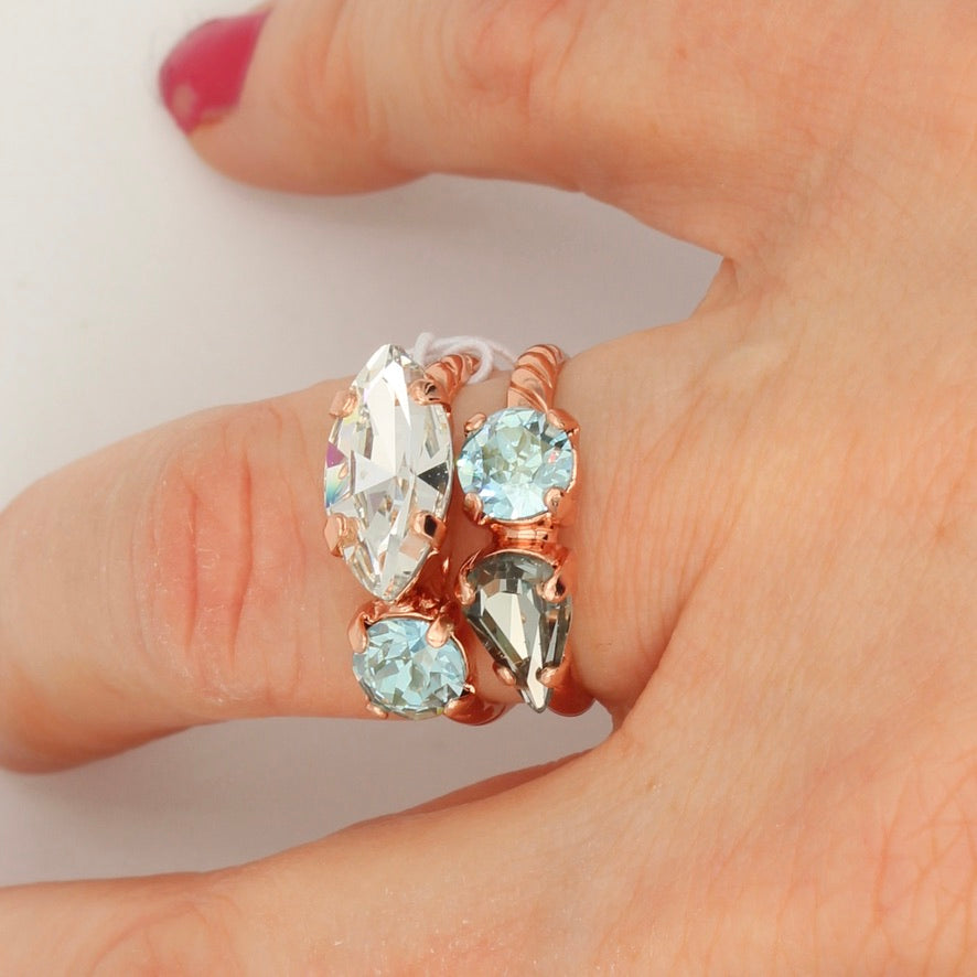 Mayzel Stacked Ring in Crystal Azure by Sorrelli Rose Gold