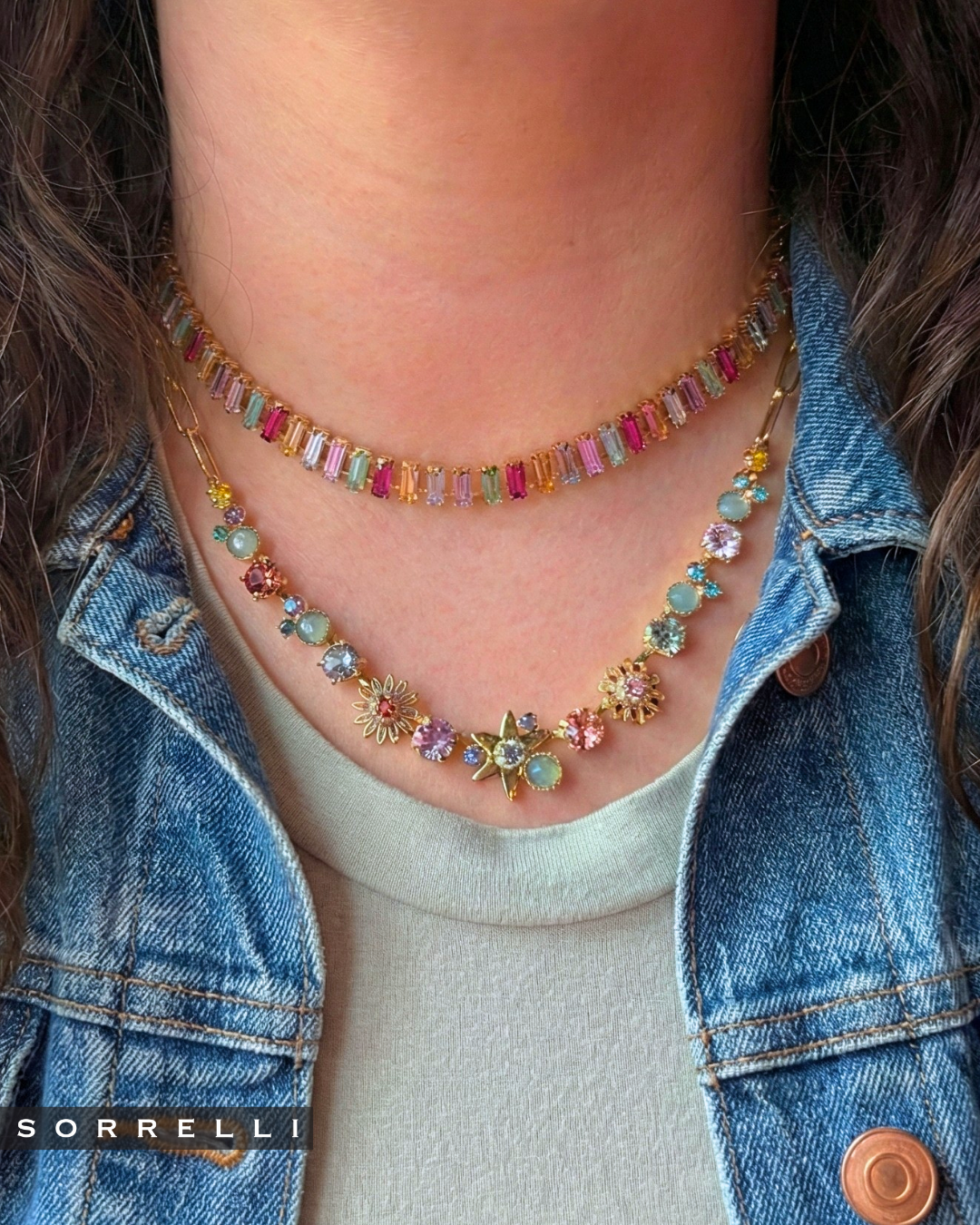 Bianca Choker Tennis Necklace in Candy Pop - Gold