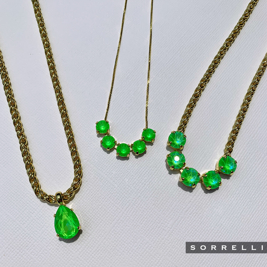 Electric Green Pendant Necklace in Bright Gold by Sorrelli