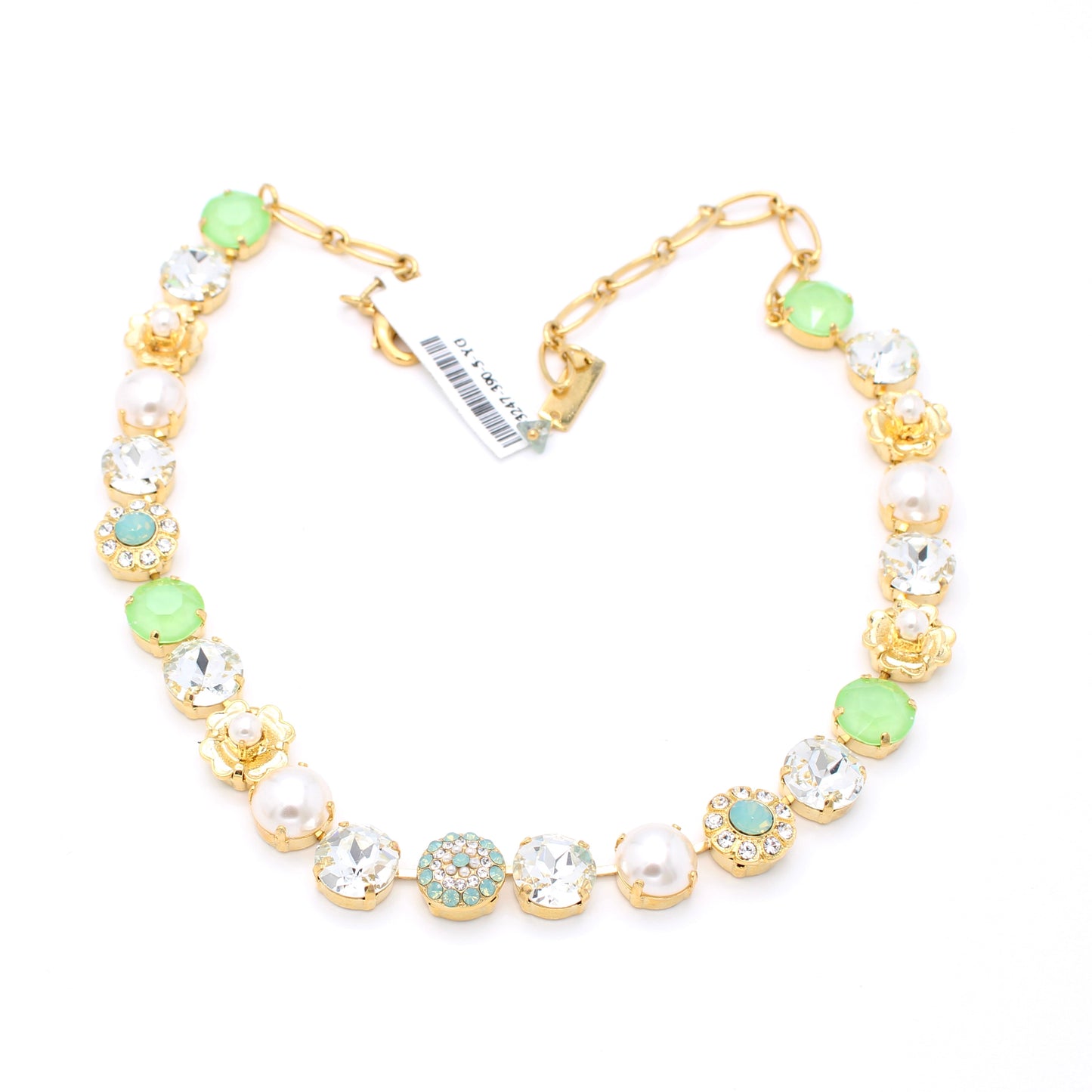 Malibu Mint Collection Large Pave and Rosette Necklace in Gold