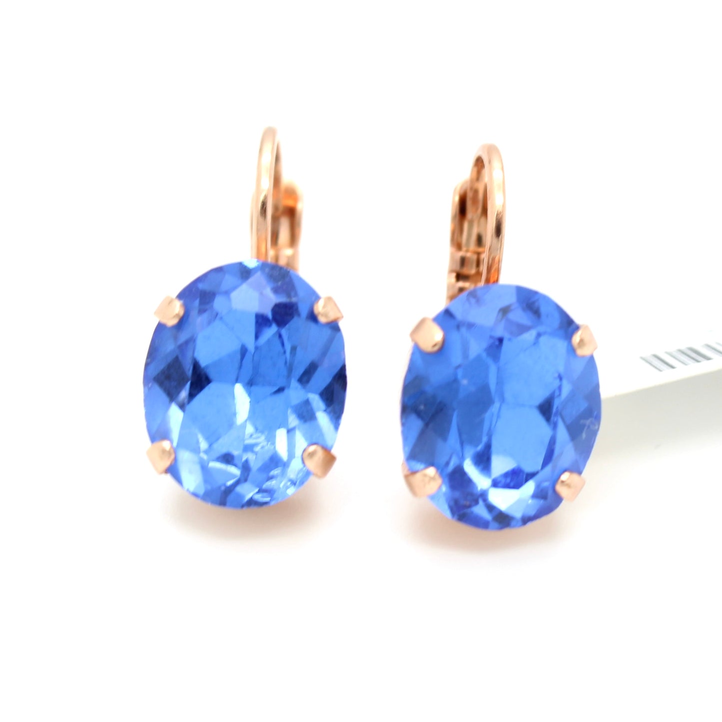 Sapphire 11MM Oval Crystal Earrings in Rose Gold