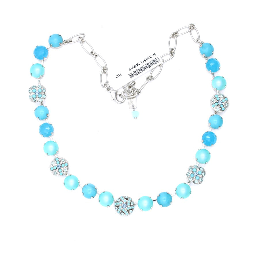 Crystal Blue Large Swirl Cluster Necklace