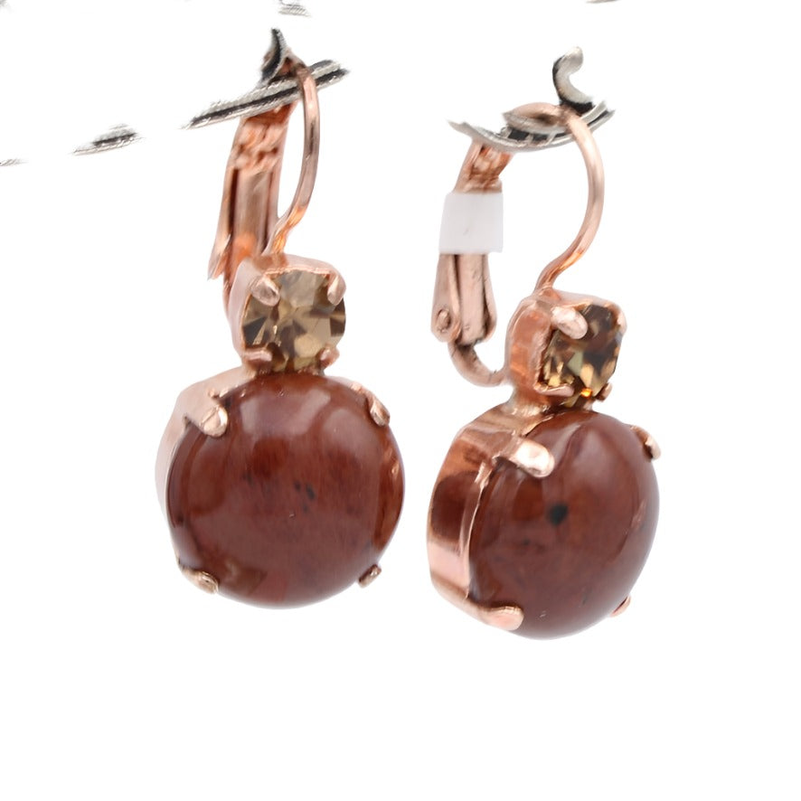 Mariana Large Double Stone Earrings in Rose Gold