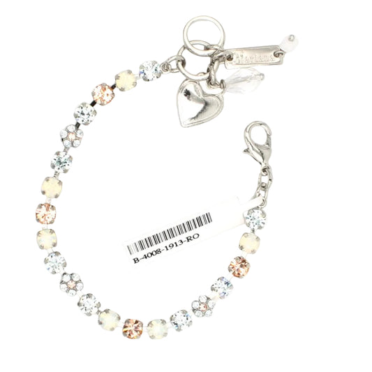 Bracelet with heart charm and multicolored beads on a white background