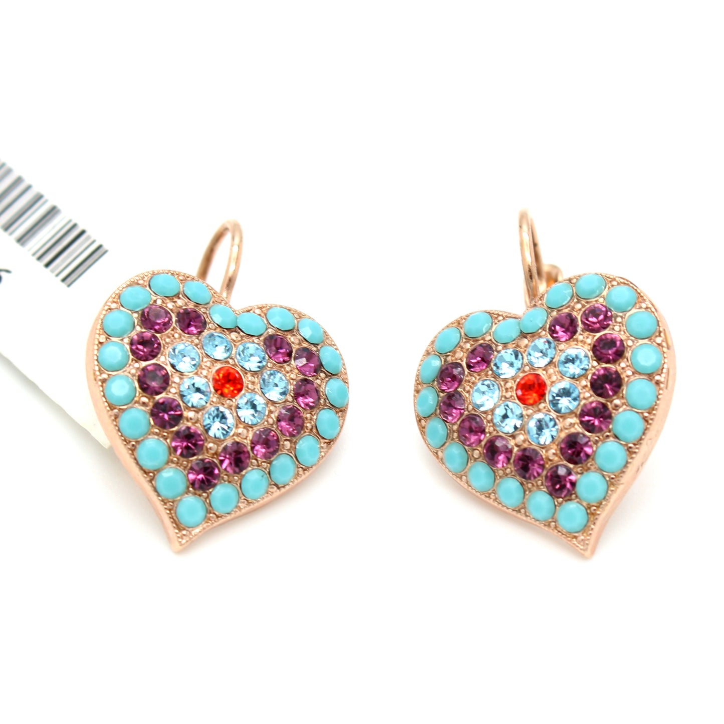 Rainbow Sherbet Collection Heart Earrings in Rose Gold