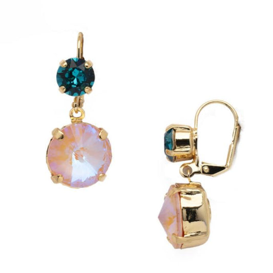 South Pacific Round and Cushion Cut Dangle Earrings in Gold