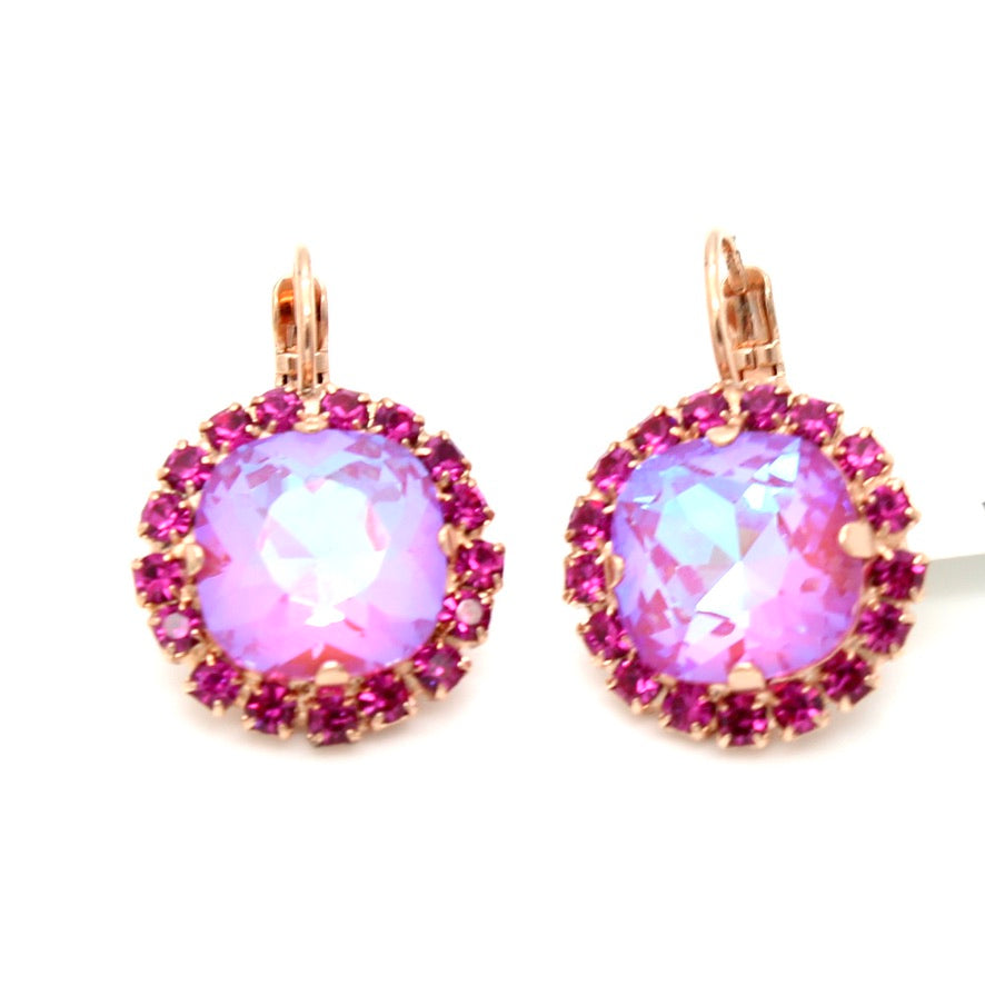 Roxanne Collection Large Halo Earrings in Rose Gold