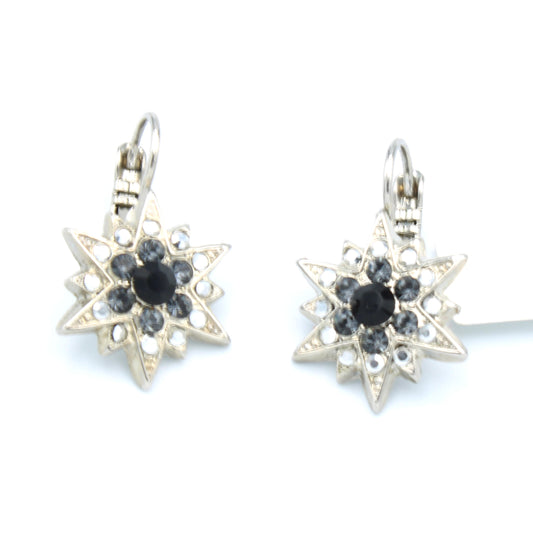 Rocky Road Collection Double Star Earrings in Rhodium