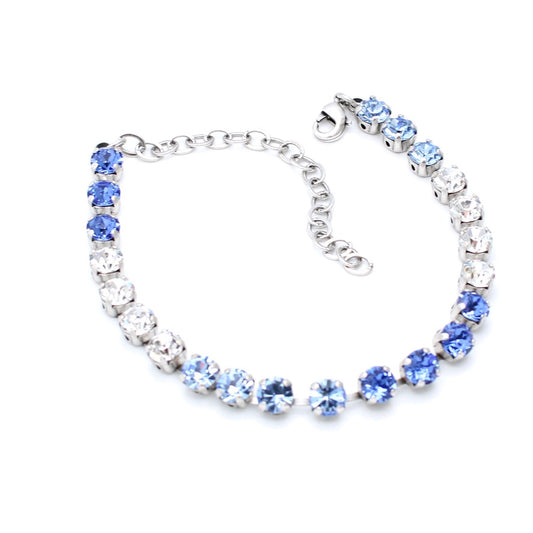 Blue Ankle Bracelet in Silver