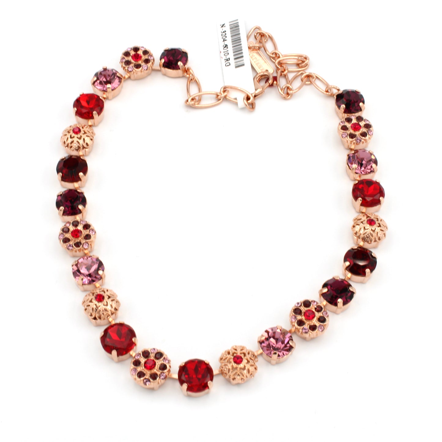Cranberry Crush Collection Large Embellished Necklace in Rose Gold