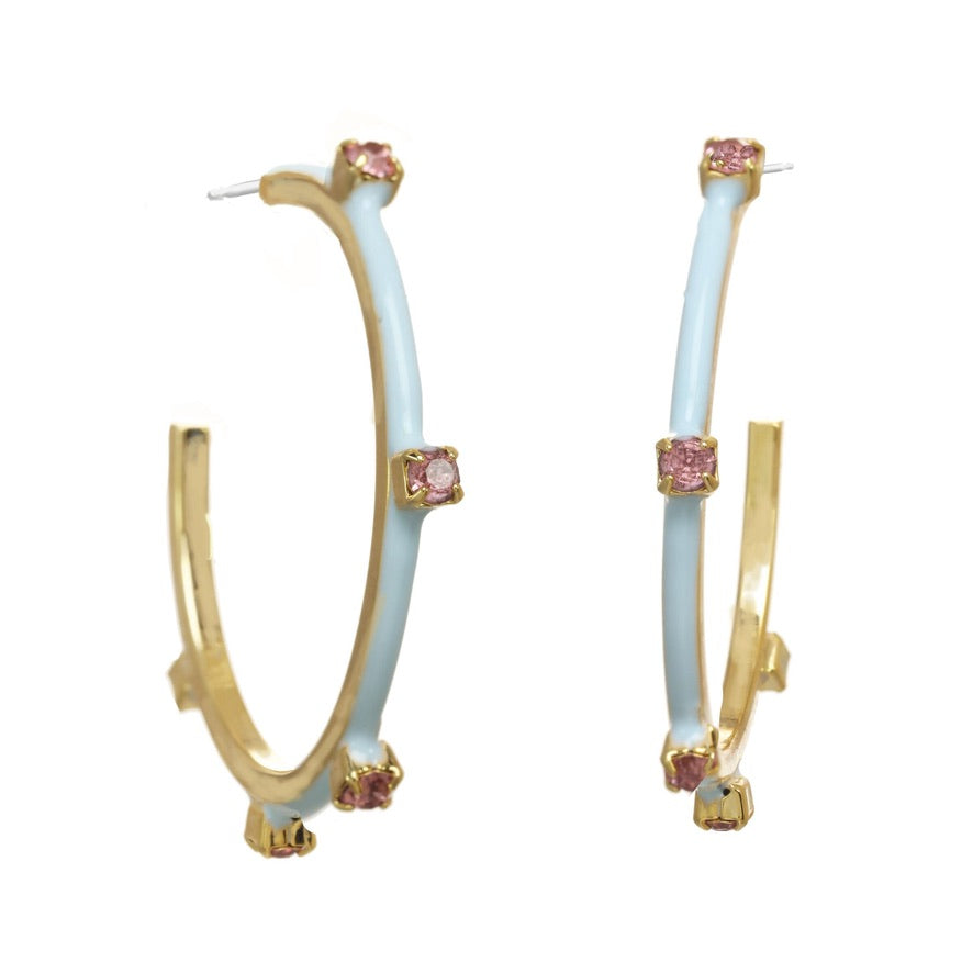 Everly Hoops in Light Blue/Light Rose