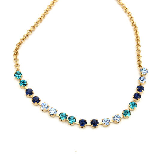 Multi Blue 7MM Everyday Necklace in Yellow Gold by LaHola