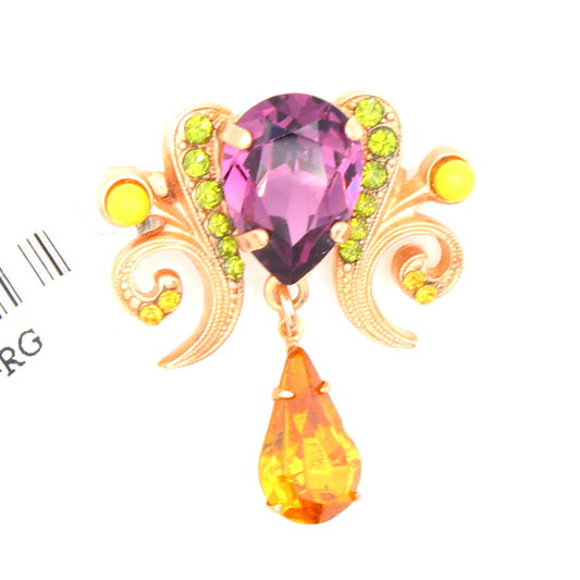 Holiday Lights Collection Pear Shaped Brooch in Rose Gold