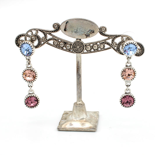 Round Multi Color Crystal Post Earrings by LaHola