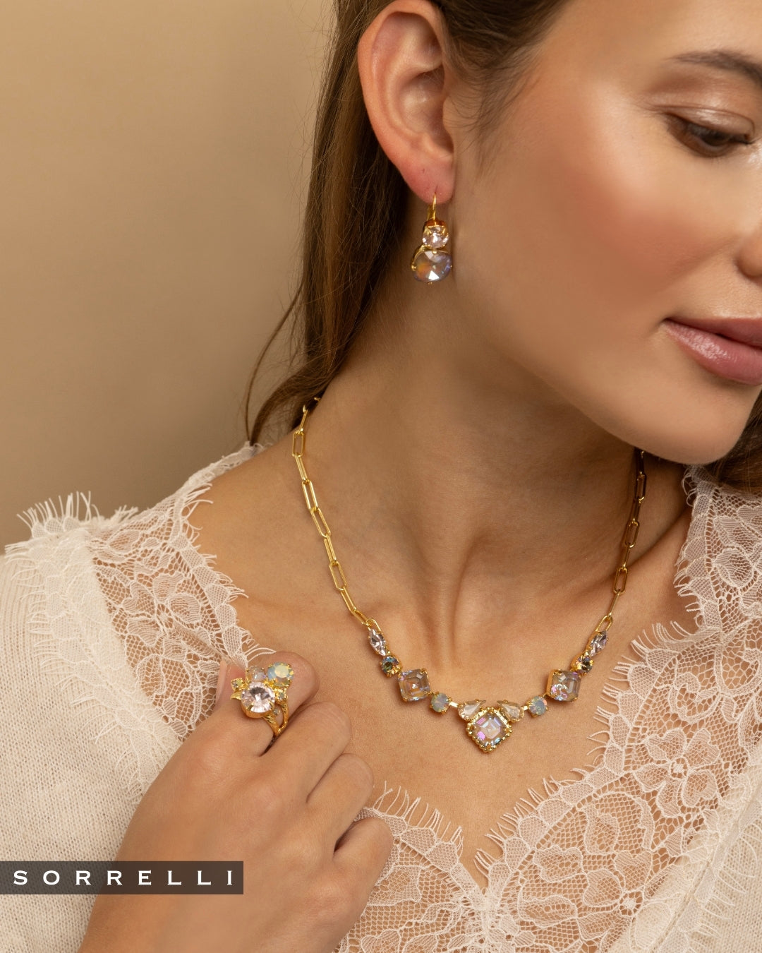 Chai Latte Cushion Cut Dangle Earrings in Gold