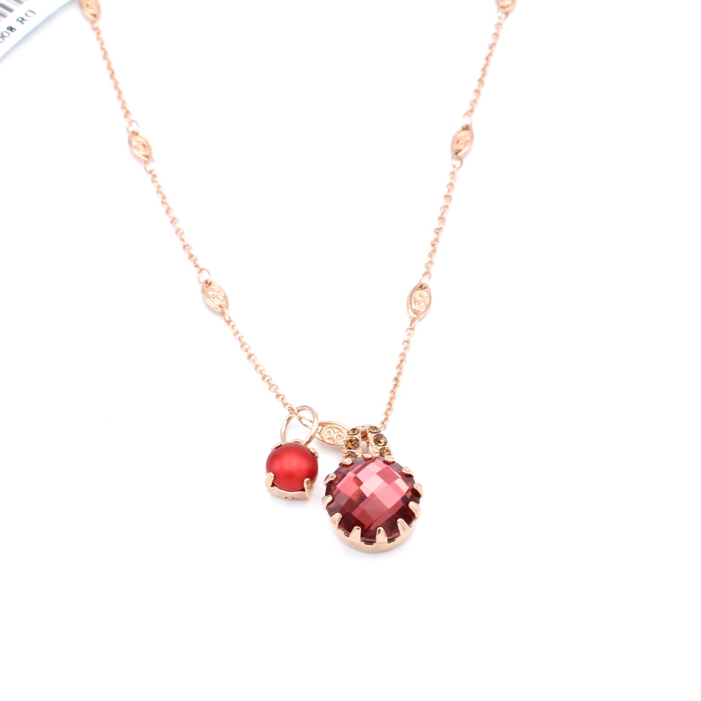 Bonfire Collection Double Stone Pendant Necklace in Rose Gold