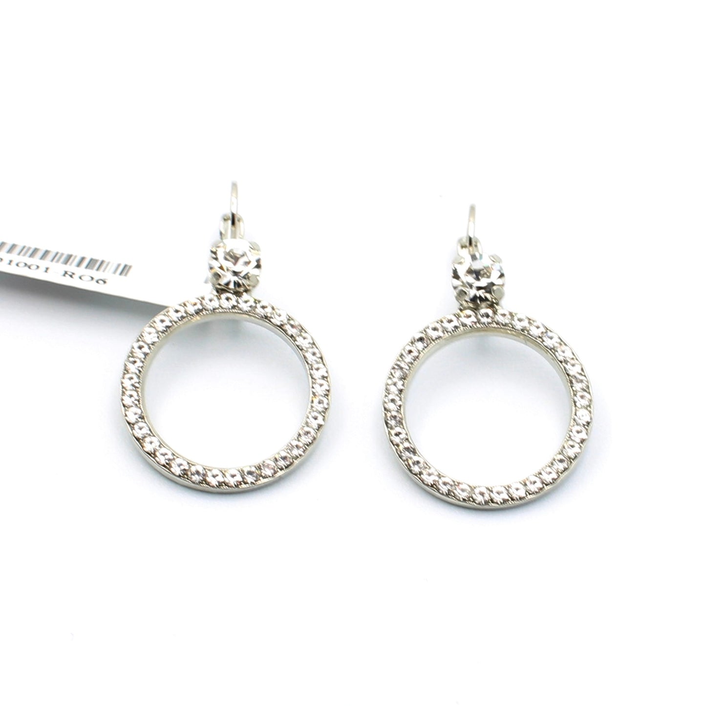 Clear Crystal Circle Earrings by Mariana in Rhodium