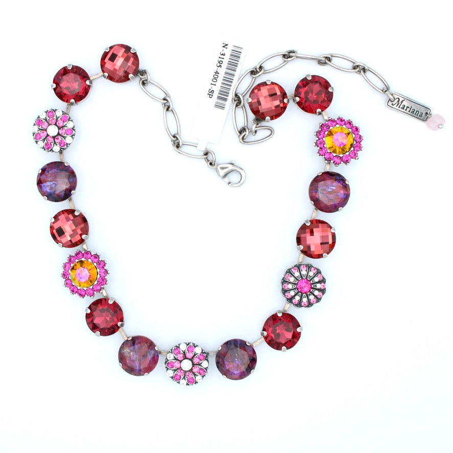 Bougainvillea Collection Extra Luxurious Blossom Necklace in Silver