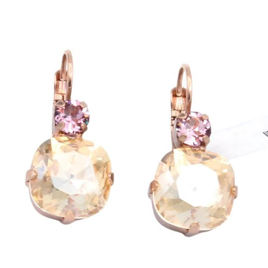 Rhapsode 12MM Cushion Cut Crystal Earrings in Rose Gold