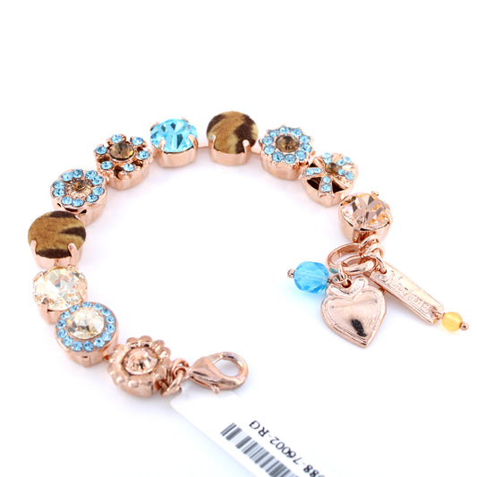 First Toast Fabric and Crystal 11MM Bow Bracelet in Rose Gold