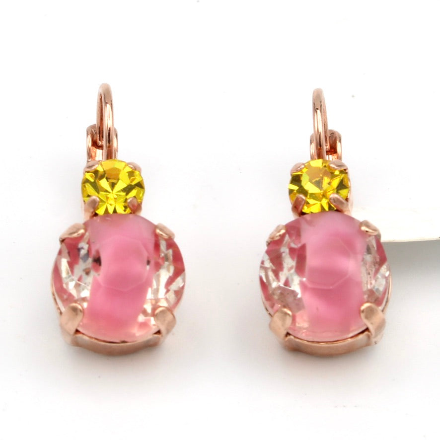 Saltwater Taffy Large Double Stone Earrings in Rose Gold