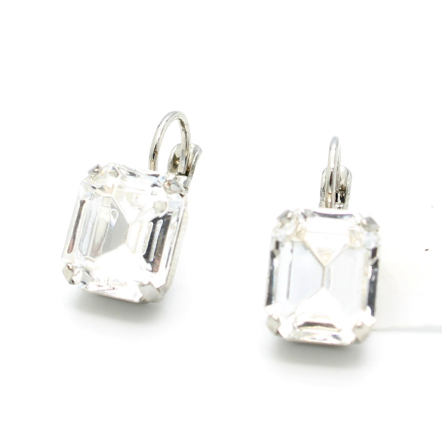 Clear Emerald Cut Rectangular Earrings by Mariana