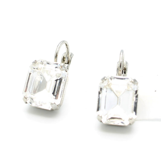Clear Emerald Cut Rectangular Earrings by Mariana