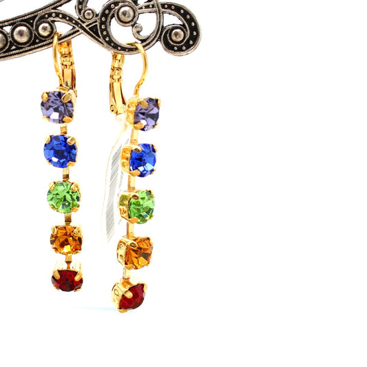 Kaleidoscope Collection Five Crystal Earrings in Gold
