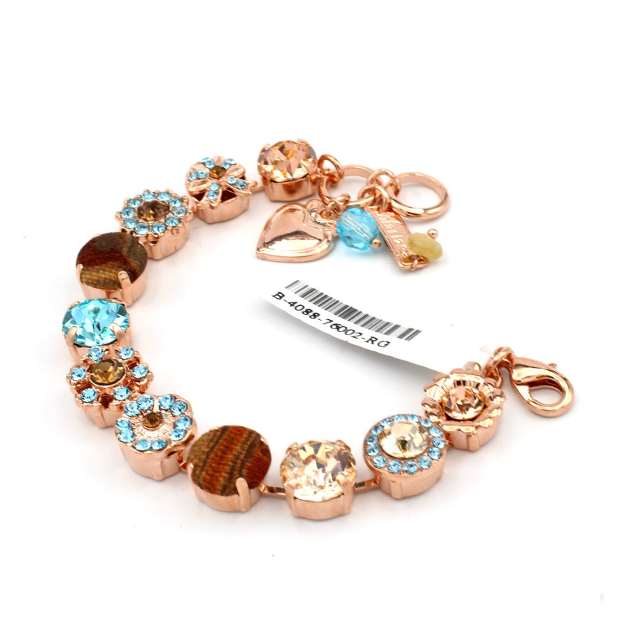 First Toast Fabric and Crystal 11MM Bow Bracelet in Rose Gold