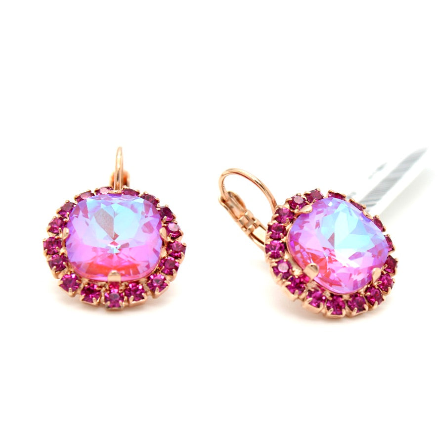 Roxanne Collection Large Halo Earrings in Rose Gold