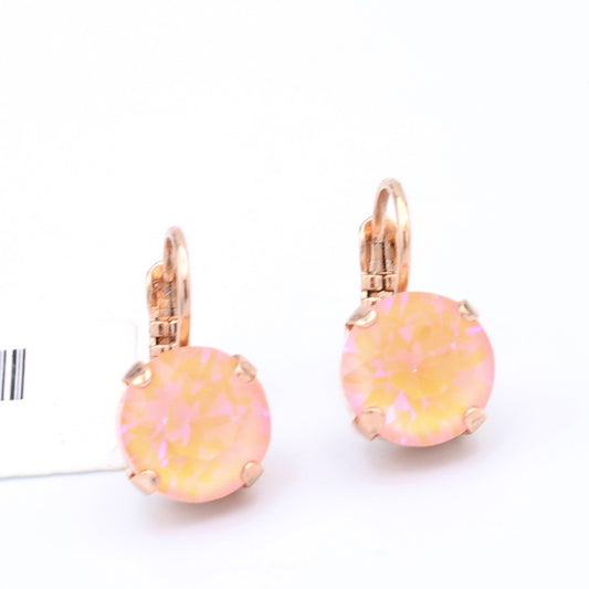 Peach Sunkissed 10MM Crystal Earrings in Rose Gold