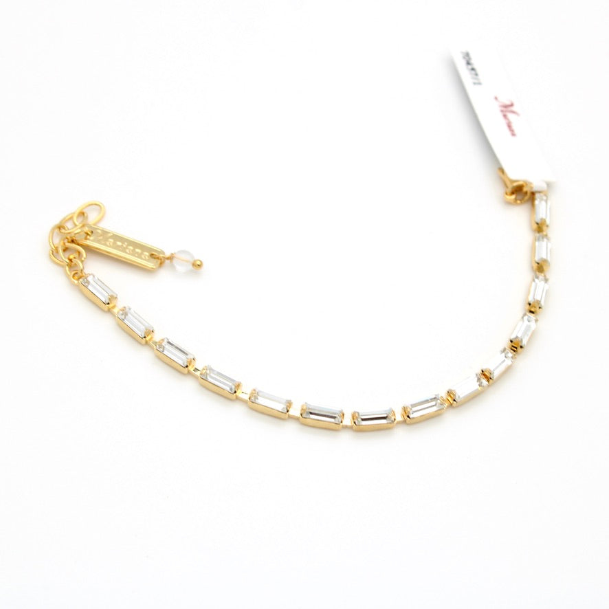 Clear Baguette Bracelet in Gold